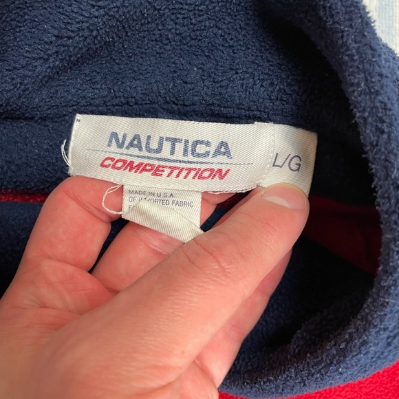 Vintage Nautica Competition sleeve spell out fleece quarter zip pullover - Picture 4 of 7
